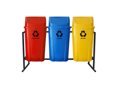 03 LIXEIRA BASCULANTE COLETA SELETIVA 60 LITROS
