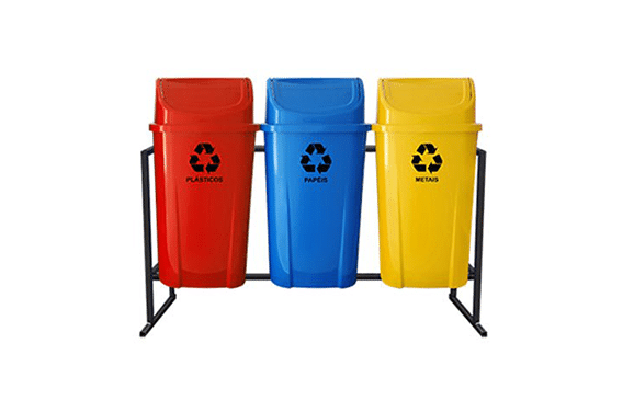 03 LIXEIRA BASCULANTE COLETA SELETIVA 60 LITROS